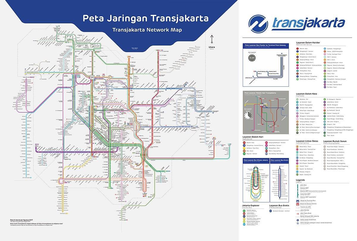 երթուղին transJakarta քարտեզի վրա